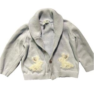 Janie And Jack Baby Blue Button Down Cardigan Easter Bunnies Size 12-18 Months